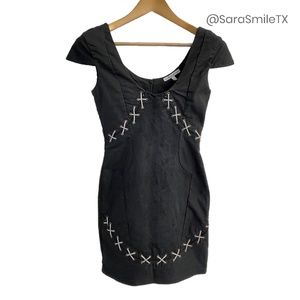 BLESSED ARE THE MEEK Australian Designer Faux Suede Paneled Mini Dress